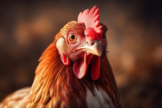 Beautiful chicken captured in a closeup shot