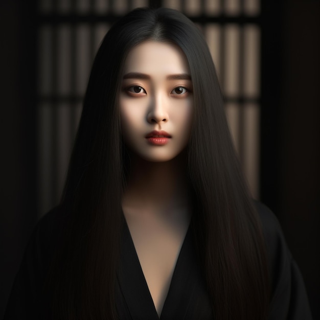 Красивая китайская девушка с богатой текстурой кожи свежий вид