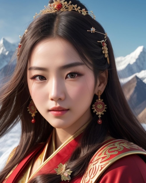 아름다운 중국 소녀 초상화 무협 소녀