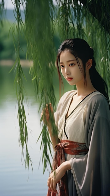 Beautiful Chinese women wearing Hanfu