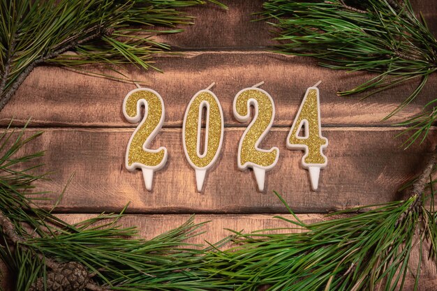 Premium Photo | Beautiful christmas background with the date 2024 on a ...