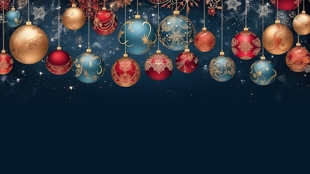 Beautiful Christmas balls banner with text space