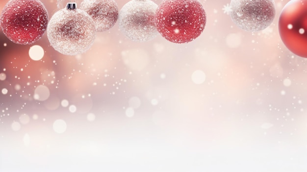 Beautiful christmas balls and snow flakes banner