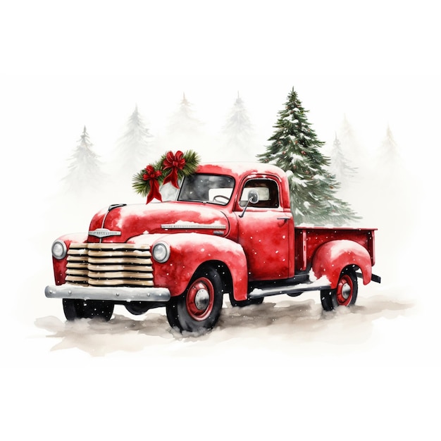 Beautiful Christmas Car White Background