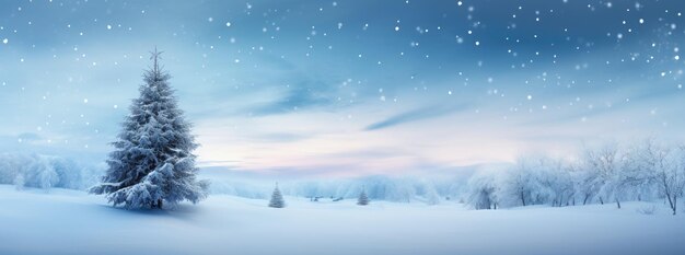 Красивая рождественская открытка с елкой и снегом ночью с местом для текста Generative AI