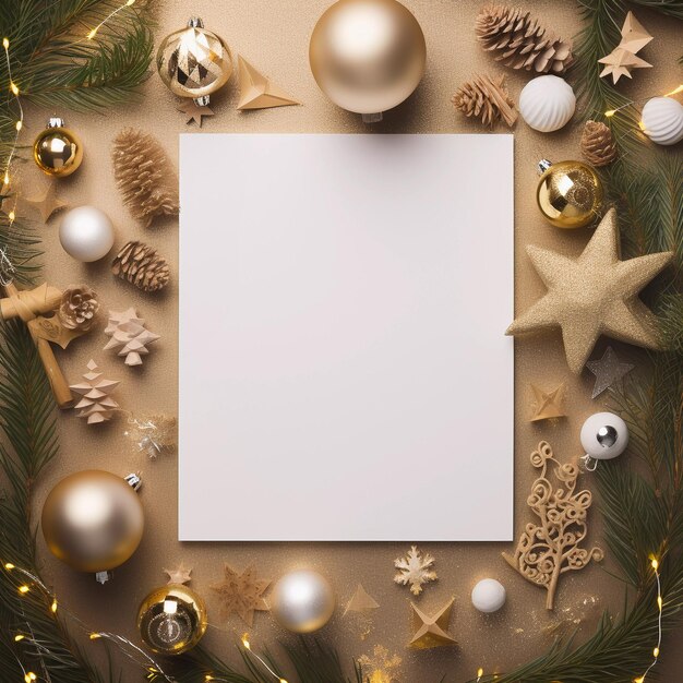 Beautiful christmas composition with blank card