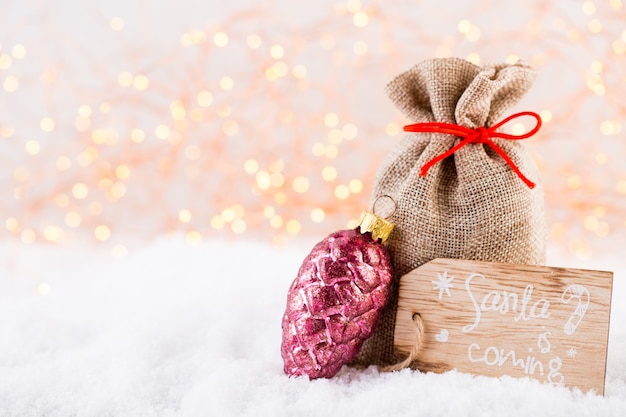 Beautiful Christmas decoration on bokeh lights