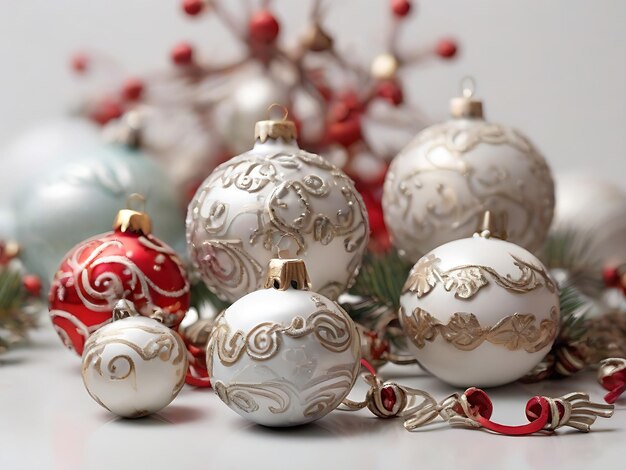 白い背景の美しいクリスマス装飾