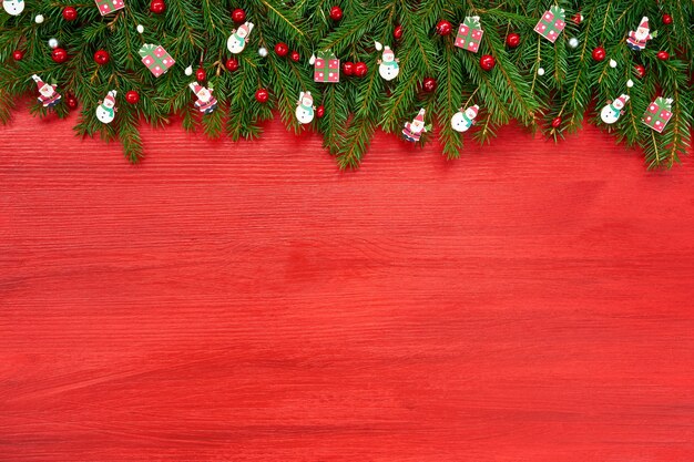 Beautiful Christmas decorations on a red background