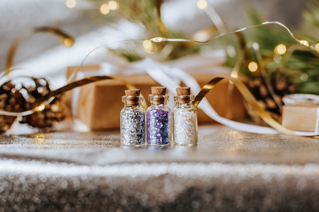 Beautiful Christmas decorations on the table