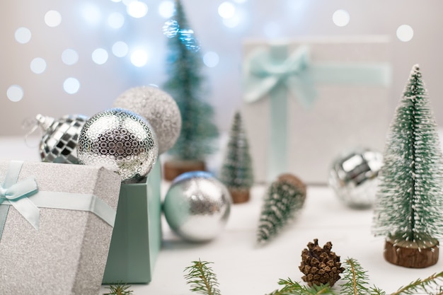 Beautiful Christmas decorations on the table