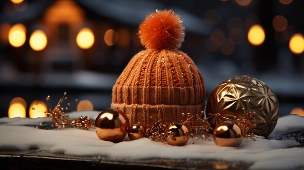 Beautiful Christmas decorations with tree ball cap light