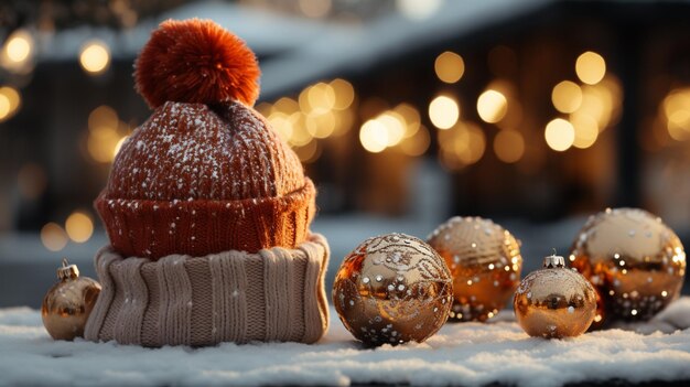 Beautiful Christmas decorations with tree ball cap light