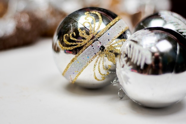 Beautiful Christmas ornaments on the table