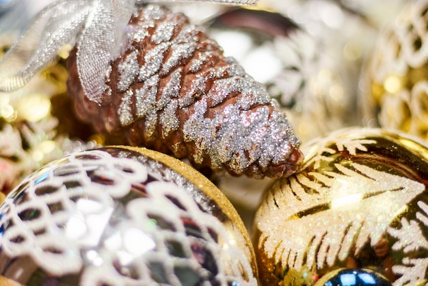 Beautiful Christmas ornaments on the table