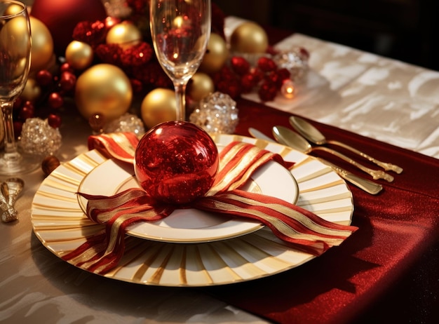 Beautiful Christmas table for holiday dinner