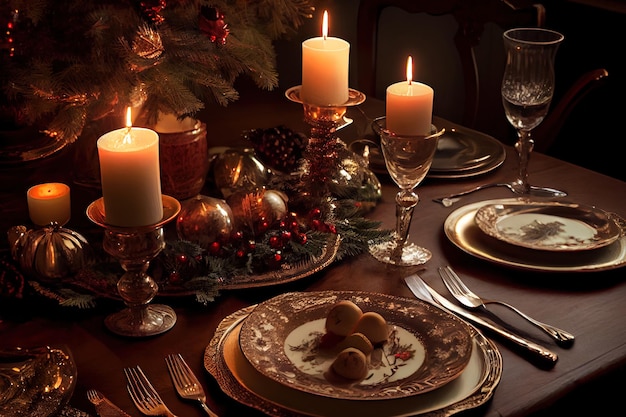 Beautiful Christmas Table Setting