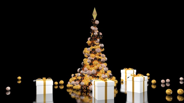 Beautiful christmas tree new year 3D rendering