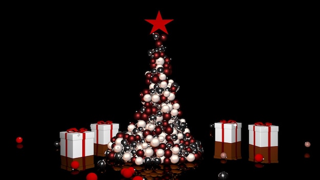 Beautiful christmas tree new year 3D rendering