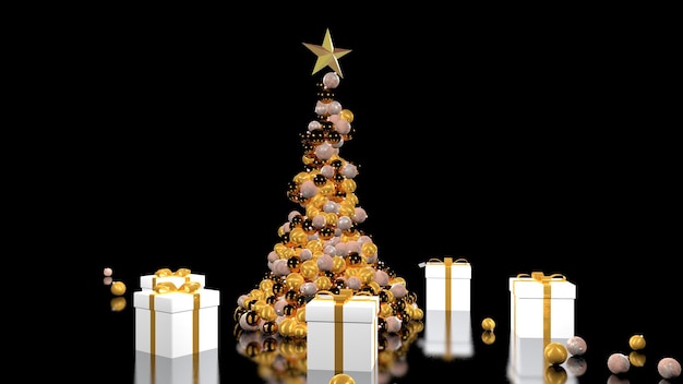 Beautiful christmas tree new year 3D rendering