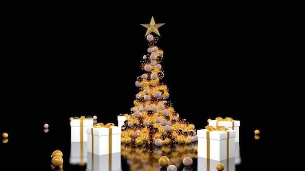 Beautiful christmas tree new year 3D rendering