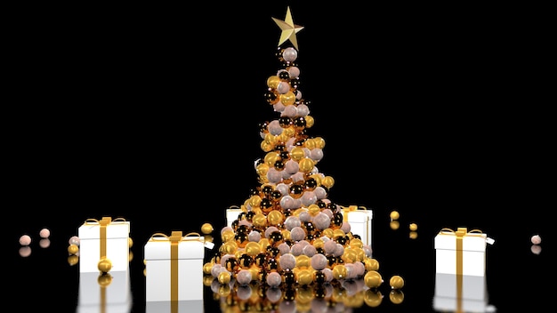 Beautiful christmas tree new year 3D rendering