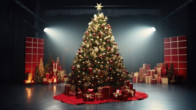 Beautiful christmas tree in studio