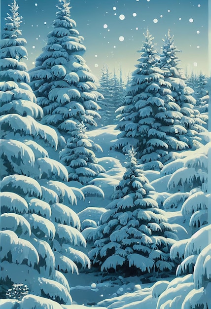 Beautiful Christmas trees for New Year or Christmas Winter holiday 3d illustration