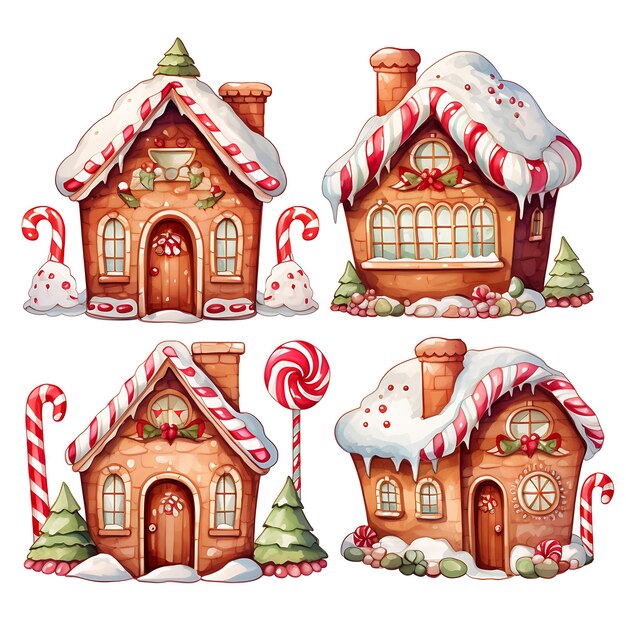 Beautiful Christmas Watercolor Decoration Set on White Background SVG Illustration Collection Art