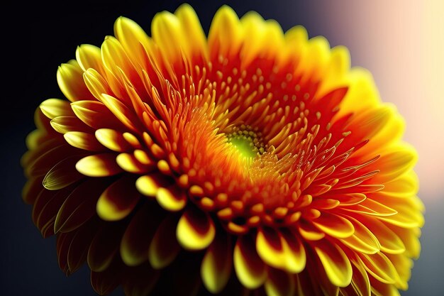 Beautiful chrysanthemum Flower on black background For design Closeup Nature Digital artwork