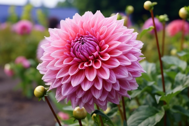 Beautiful chrysanthemum flower bushes pink colors