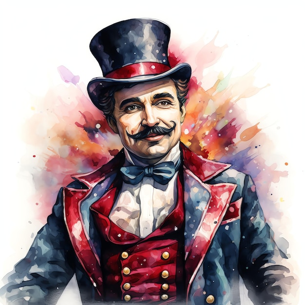 beautiful Circus Ringmaster watercolor Carnival clipart illustration