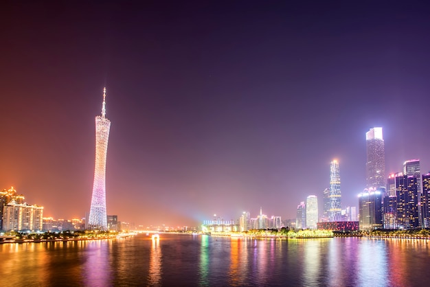 The beautiful city night scene and the skyline of the landscape in Guangzhou