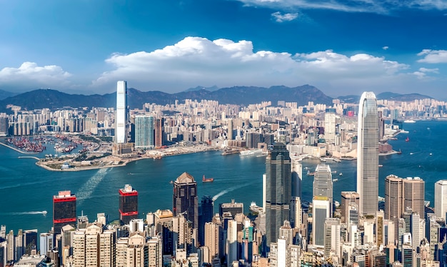 Beautiful city skyline of Hong Kong, China