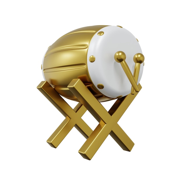 Beautiful Classical Bass Drum on White Background