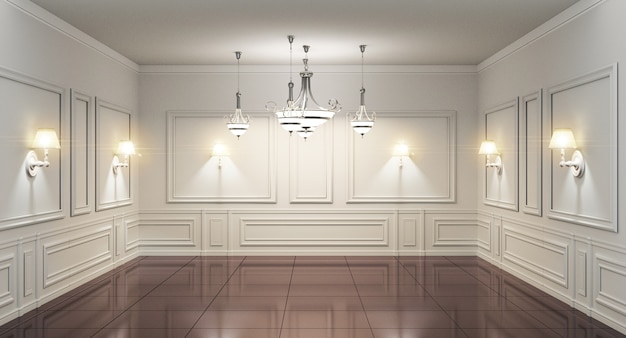 Beautiful classical luxury white interior. 3D rendering