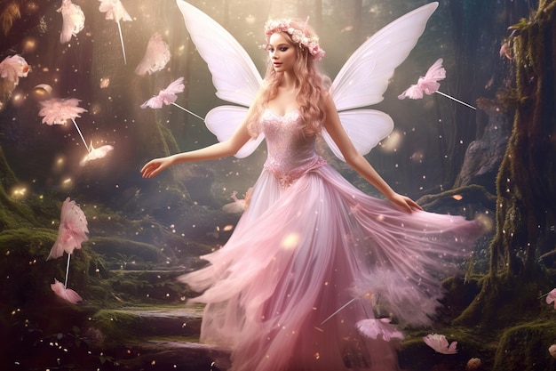 Photo beautiful and classy image of fairy girl generated by ai