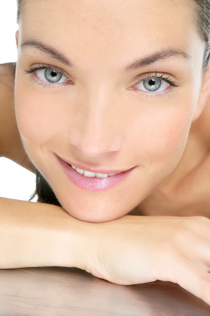 Beautiful clean cosmetics woman  close up portrait