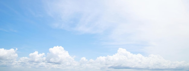 Beautiful clear blue sky background with tiny plain white cloud on morning time rays sunlight space for text soft focus