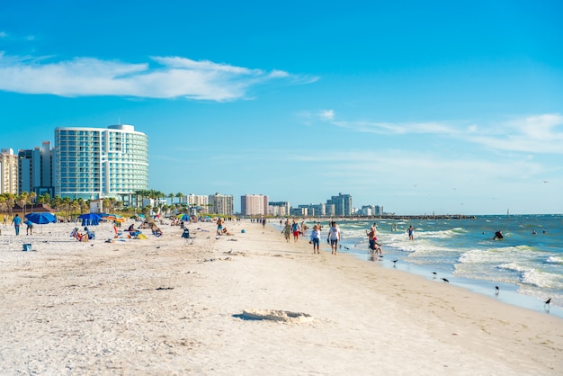 Beautiful Clearwater beach with white sand in Florida USA