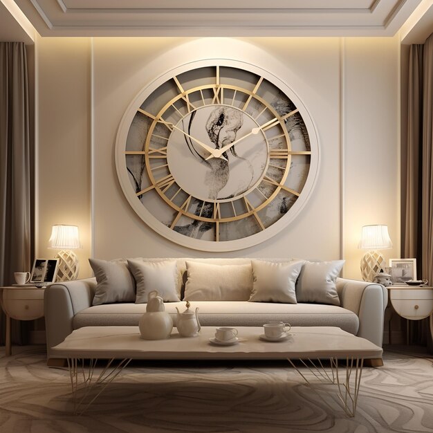 Beautiful clock on wall of room