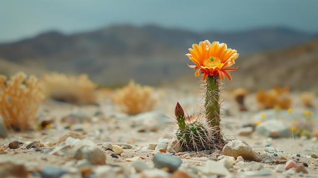 Foto un bellissimo primo piano di un fiore di cactus del deserto in fiore