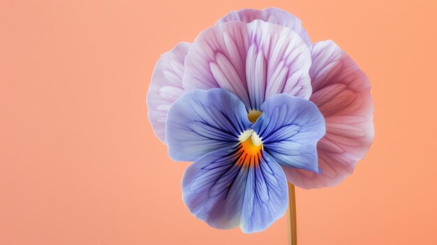 Photo a beautiful closeup of a pansy flower in full bloom against a solid background