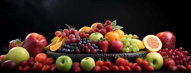 Beautiful closeup photograph of different types of fresh fruits on a table in manner