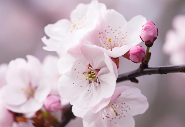 A beautiful closeup of a pink blossom tree on natural spring season background