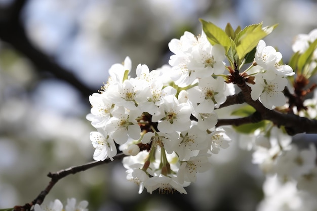 Beautiful closeup spring blossoming tree White flowers