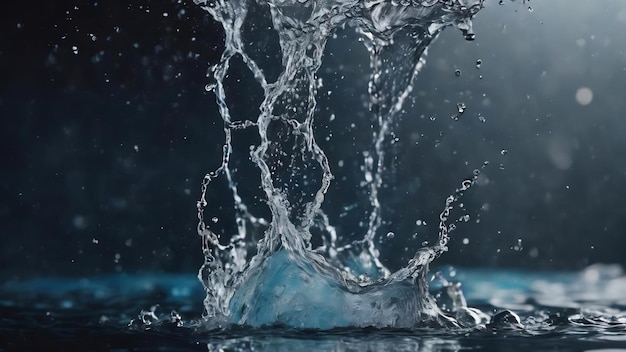 Beautiful closeup of a water splash on a dark background