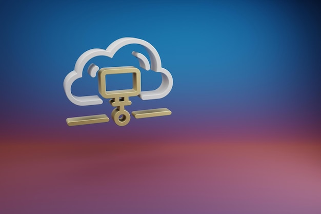 Beautiful Cloud Data Storage symbol icon on a bright colored background 3d rendering illustration