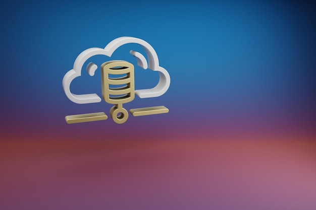 Beautiful Cloud Database Server symbol icon on a bright colored background 3d rendering illustratio