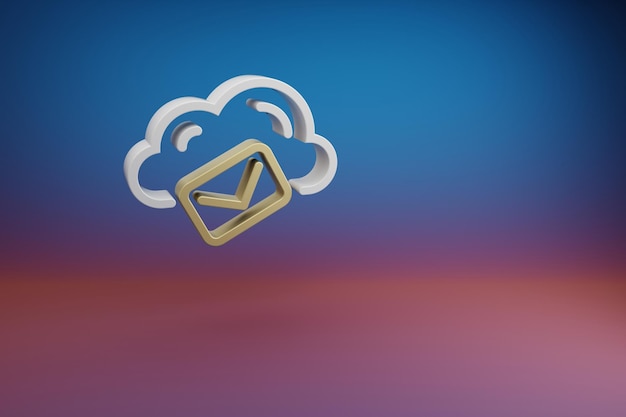 Beautiful Cloud Mail Hosting symbol icon on a bright colored background 3d rendering illustration